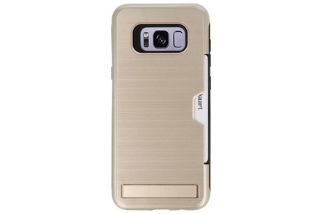 Goud Tough Armor Kaarthouder Stand Hoesje voor Samsung Galaxy S8 Plus