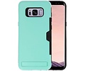 BAOHU Turquoise Tough Armor Kaarthouder Stand Hoesje - Hoesje Geschikt voor Samsung Galaxy S8 Plus