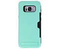 BAOHU Turquoise Tough Armor Kaarthouder Stand Hoesje - Hoesje Geschikt voor Samsung Galaxy S8 Plus