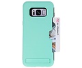 BAOHU Turquoise Tough Armor Kaarthouder Stand Hoesje - Hoesje Geschikt voor Samsung Galaxy S8 Plus