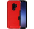 BAOHU Rood Tough Armor Kaarthouder Stand Hoesje - Hoesje Geschikt voor Samsung Galaxy S9 Plus
