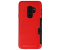 BAOHU Rood Tough Armor Kaarthouder Stand Hoesje - Hoesje Geschikt voor Samsung Galaxy S9 Plus