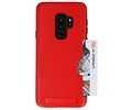 Rood Tough Armor Kaarthouder Stand Hoesje voor Samsung Galaxy S9 Plus