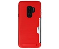 Rood Tough Armor Kaarthouder Stand Hoesje voor Samsung Galaxy S9 Plus