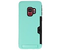 Turquoise Tough Armor Kaarthouder Stand Hoesje voor Samsung Galaxy S9