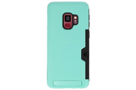 Turquoise Tough Armor Kaarthouder Stand Hoesje voor Samsung Galaxy S9