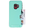 Turquoise Tough Armor Kaarthouder Stand Hoesje voor Samsung Galaxy S9