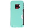 Turquoise Tough Armor Kaarthouder Stand Hoesje voor Samsung Galaxy S9