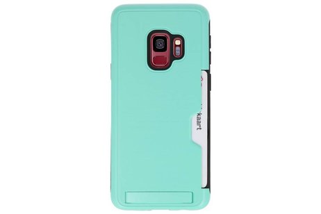 Turquoise Tough Armor Kaarthouder Stand Hoesje voor Samsung Galaxy S9