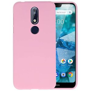 BAOHU Hoesje Geschikt voor de Nokia 7.1 - Backcover Color Telefoonhoesje - Roze
