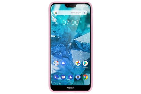 BAOHU Hoesje Geschikt voor de Nokia 7.1 - Backcover Color Telefoonhoesje - Roze
