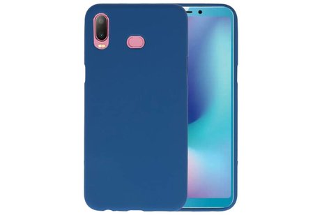 BAOHU Hoesje Geschikt voor de Samsung Galaxy A6s - Backcover Color Telefoonhoesje - Navy