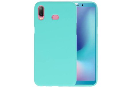 BAOHU Hoesje Geschikt voor de Samsung Galaxy A6s - Backcover Color Telefoonhoesje - Turquoise