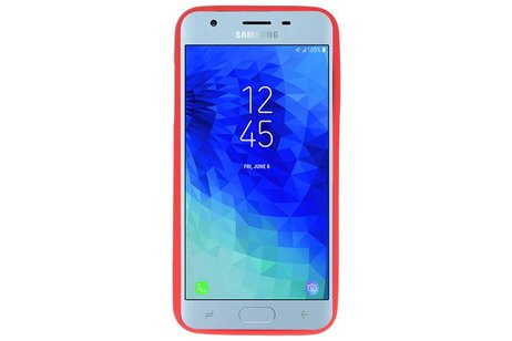 BAOHU Hoesje Geschikt voor de Samsung Galaxy J3 2018 - Backcover Color Telefoonhoesje - Rood