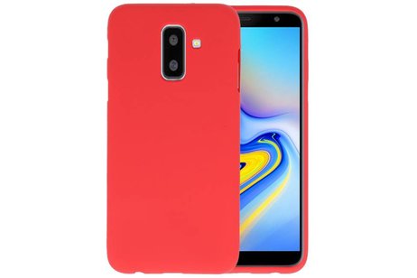 BAOHU Hoesje Geschikt voor de Samsung Galaxy A6 Plus - Backcover Color Telefoonhoesje - Rood