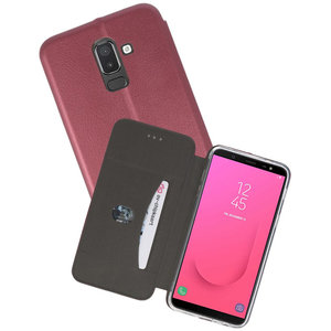 Slim Folio Case - Book Case Telefoonhoesje - Folio Flip Hoesje - Geschikt voor Samsung Galaxy J8 2018 - Bordeaux Rood