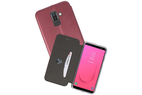 Slim Folio Case - Book Case Telefoonhoesje - Folio Flip Hoesje - Geschikt voor Samsung Galaxy J8 2018 - Bordeaux Rood