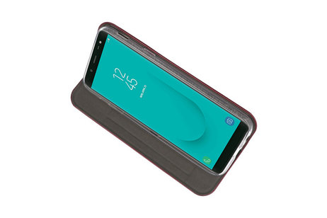 Slim Folio Case - Book Case Telefoonhoesje - Folio Flip Hoesje - Geschikt voor Samsung Galaxy J6 - Bordeaux Rood