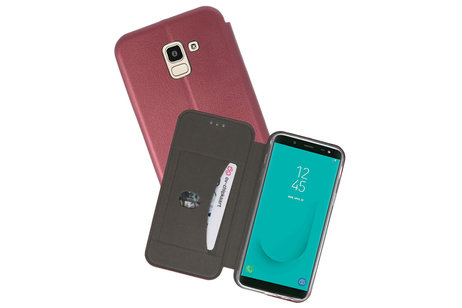 Slim Folio Case - Book Case Telefoonhoesje - Folio Flip Hoesje - Geschikt voor Samsung Galaxy J6 - Bordeaux Rood
