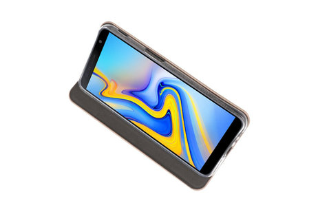 Slim Folio Case - Book Case Telefoonhoesje - Folio Flip Hoesje - Geschikt voor Samsung Galaxy J6 Plus - Goud