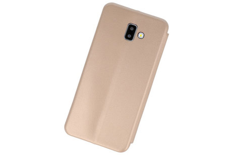 Slim Folio Case - Book Case Telefoonhoesje - Folio Flip Hoesje - Geschikt voor Samsung Galaxy J6 Plus - Goud