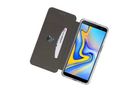 Slim Folio Case - Book Case Telefoonhoesje - Folio Flip Hoesje - Geschikt voor Samsung Galaxy J6 Plus - Grijs