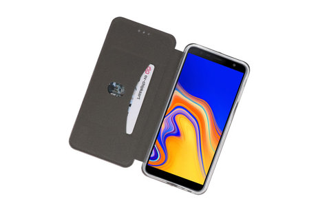 Slim Folio Case - Book Case Telefoonhoesje - Folio Flip Hoesje - Geschikt voor Samsung Galaxy J4 Plus - Grijs