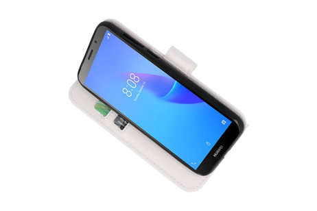 BAOHU Hoesje Geschikt voor de Huawei Y5 Lite 2018 - Kaarthouder Book Case Telefoonhoesje - Wit