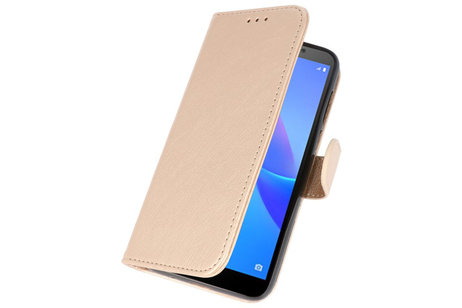 Huawei Y5 Lite 2018 Hoesje Kaarthouder Book Case Telefoonhoesje Goud