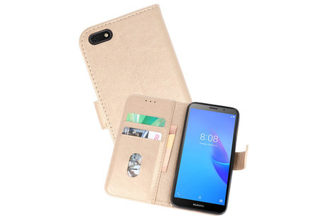 Huawei Y5 Lite 2018 Hoesje Kaarthouder Book Case Telefoonhoesje Goud