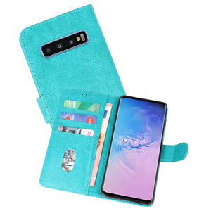 Hoesje Geschikt voor de Samsung Galaxy S10 - Kaarthouder Book Case Telefoonhoesje - Groen