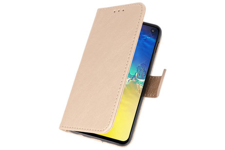 BAOHU Hoesje Geschikt voor de Samsung Galaxy S10e - Kaarthouder Book Case Telefoonhoesje - Goud