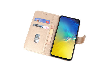 Hoesje Geschikt voor de Samsung Galaxy S10e - Kaarthouder Book Case Telefoonhoesje - Goud