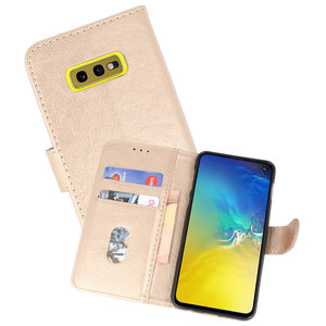 Hoesje Geschikt voor de Samsung Galaxy S10e - Kaarthouder Book Case Telefoonhoesje - Goud