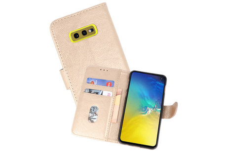 Hoesje Geschikt voor de Samsung Galaxy S10e - Kaarthouder Book Case Telefoonhoesje - Goud