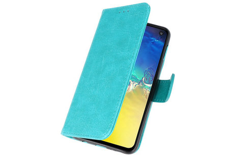 BAOHU Hoesje Geschikt voor de Samsung Galaxy S10e - Kaarthouder Book Case Telefoonhoesje - Groen