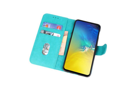 BAOHU Hoesje Geschikt voor de Samsung Galaxy S10e - Kaarthouder Book Case Telefoonhoesje - Groen