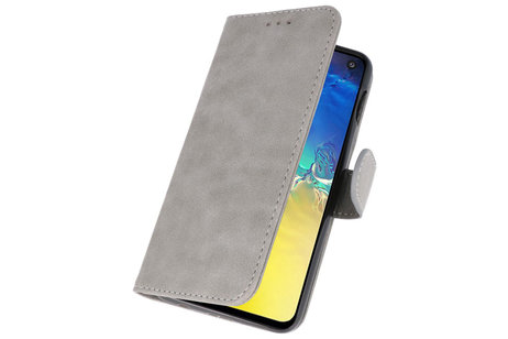 BAOHU Hoesje Geschikt voor de Samsung Galaxy S10e - Kaarthouder Book Case Telefoonhoesje - Grijs