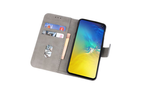 BAOHU Hoesje Geschikt voor de Samsung Galaxy S10e - Kaarthouder Book Case Telefoonhoesje - Grijs