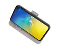 BAOHU Hoesje Geschikt voor de Samsung Galaxy S10e - Kaarthouder Book Case Telefoonhoesje - Grijs