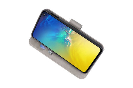 Hoesje Geschikt voor de Samsung Galaxy S10e - Kaarthouder Book Case Telefoonhoesje - Grijs