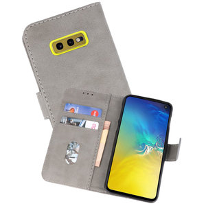 BAOHU Hoesje Geschikt voor de Samsung Galaxy S10e - Kaarthouder Book Case Telefoonhoesje - Grijs