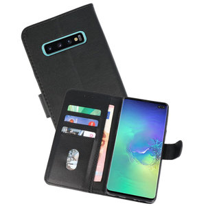BAOHU Hoesje Geschikt voor de Samsung Galaxy S10 Plus - Kaarthouder Book Case Telefoonhoesje - Zwart