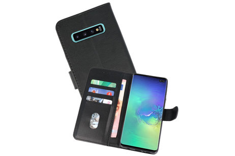 BAOHU Hoesje Geschikt voor de Samsung Galaxy S10 Plus - Kaarthouder Book Case Telefoonhoesje - Zwart