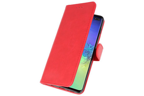 BAOHU Hoesje Geschikt voor de Samsung Galaxy S10 Plus - Kaarthouder Book Case Telefoonhoesje - Rood