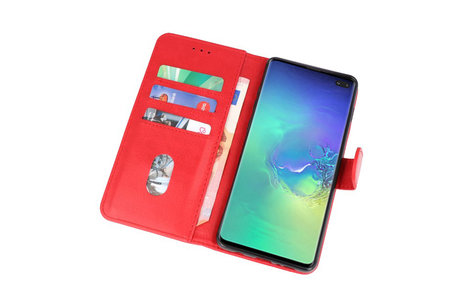 BAOHU Hoesje Geschikt voor de Samsung Galaxy S10 Plus - Kaarthouder Book Case Telefoonhoesje - Rood