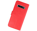 BAOHU Hoesje Geschikt voor de Samsung Galaxy S10 Plus - Kaarthouder Book Case Telefoonhoesje - Rood