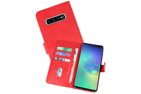BAOHU Hoesje Geschikt voor de Samsung Galaxy S10 Plus - Kaarthouder Book Case Telefoonhoesje - Rood