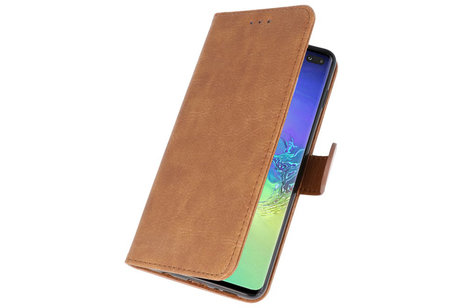 Hoesje Geschikt voor de Samsung Galaxy S10 Plus - Kaarthouder Book Case Telefoonhoesje - Bruin