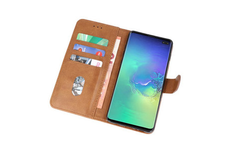 BAOHU Hoesje Geschikt voor de Samsung Galaxy S10 Plus - Kaarthouder Book Case Telefoonhoesje - Bruin